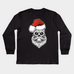 Sugar Skull Santa Christmas Shirt Kids Long Sleeve T-Shirt